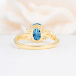 Romantic Oval Cut Twisted Scroll Side Stone Aquamarine Engagement Ring - Additional view