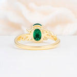 Romantic Oval Cut Twisted Scroll Side Stone Emerald Engagement Ring - Additional view