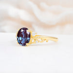 Romantic Oval Cut Twisted Scroll Side Stone Alexandrite Engagement Ring - Additional view