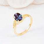Romantic Oval Cut Twisted Scroll Side Stone Alexandrite Engagement Ring - Additional view