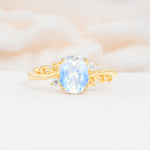 Romantic Oval Cut Twisted Scroll Side Stone Moonstone Engagement Ring - Additional view