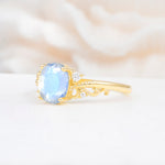 Romantic Oval Cut Twisted Scroll Side Stone Moonstone Engagement Ring - Additional view