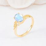 Romantic Oval Cut Twisted Scroll Side Stone Moonstone Engagement Ring - Additional view