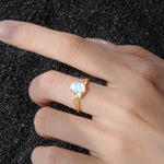 Romantic Oval Cut Twisted Scroll Side Stone Moonstone Engagement Ring - Additional view
