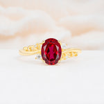 Romantic Oval Cut Twisted Scroll Side Stone Ruby Engagement Ring - Additional view
