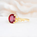 Romantic Oval Cut Twisted Scroll Side Stone Ruby Engagement Ring - Additional view