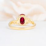 Romantic Oval Cut Twisted Scroll Side Stone Ruby Engagement Ring - Additional view