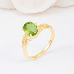 Romantic Oval Cut Twisted Scroll Side Stone Peridot Engagement Ring - Additional view