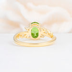 Romantic Oval Cut Twisted Scroll Side Stone Peridot Engagement Ring - Additional view