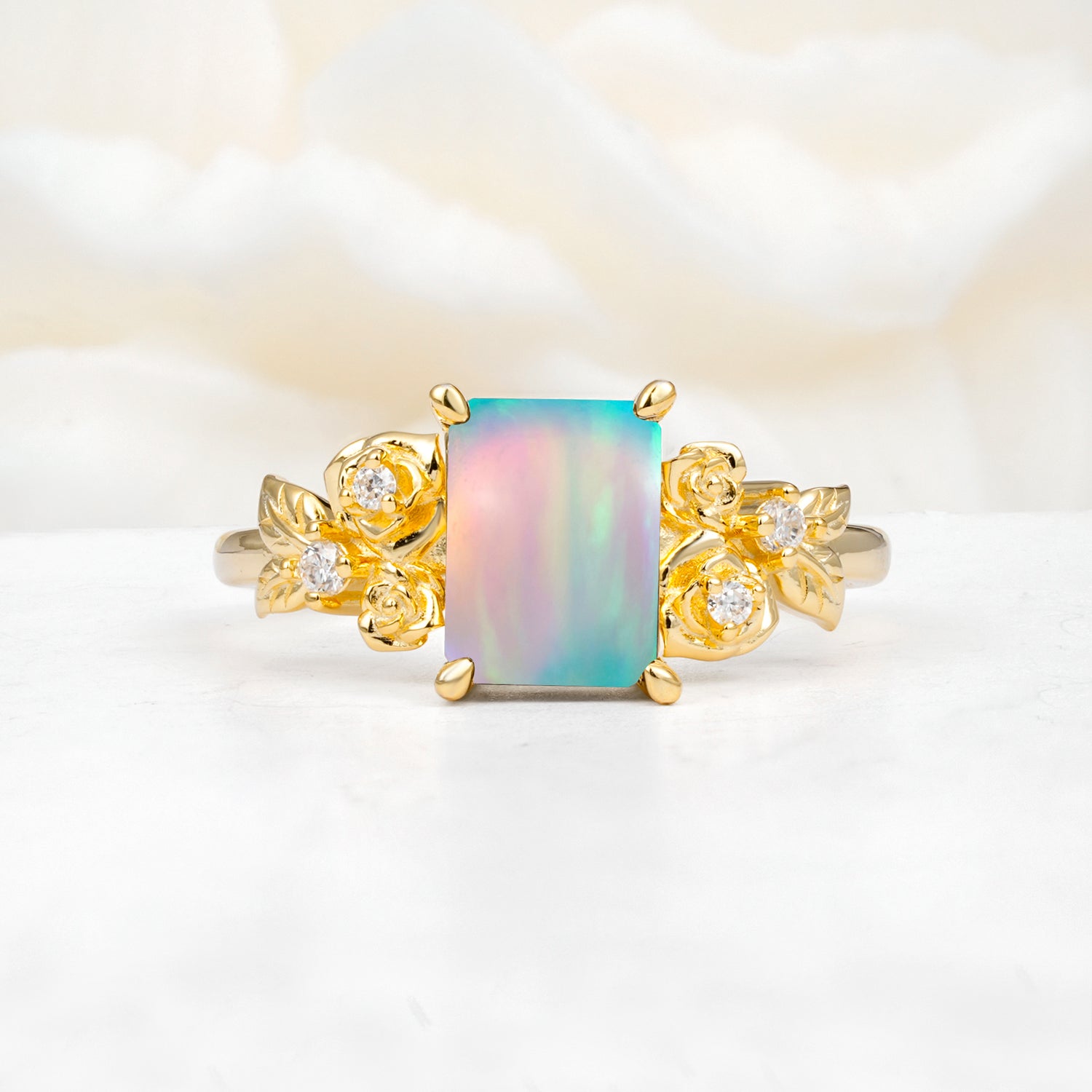 SR17645 Fire Opal Ring - Yellow-Gold