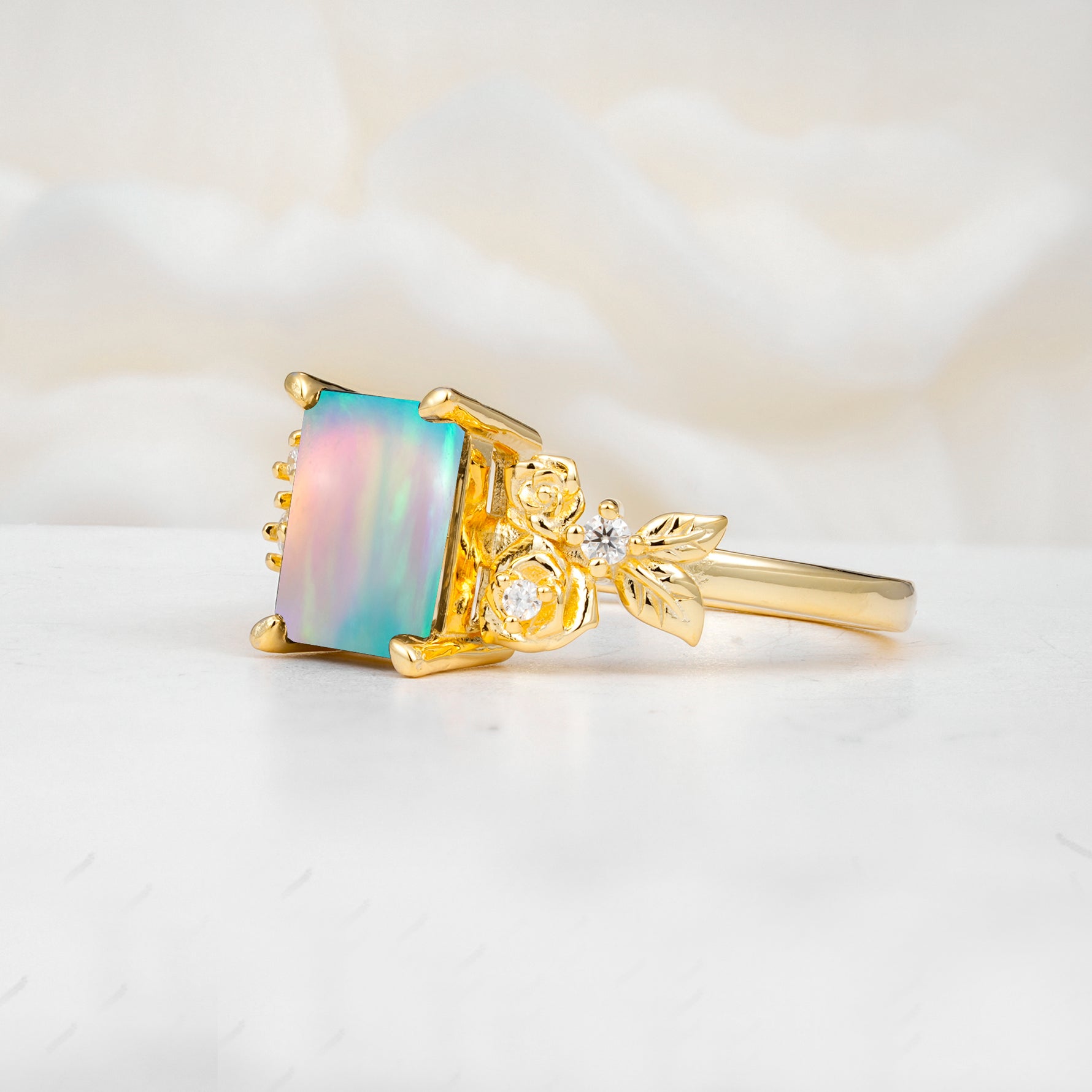 SR17645 Fire Opal Ring - White-Gold