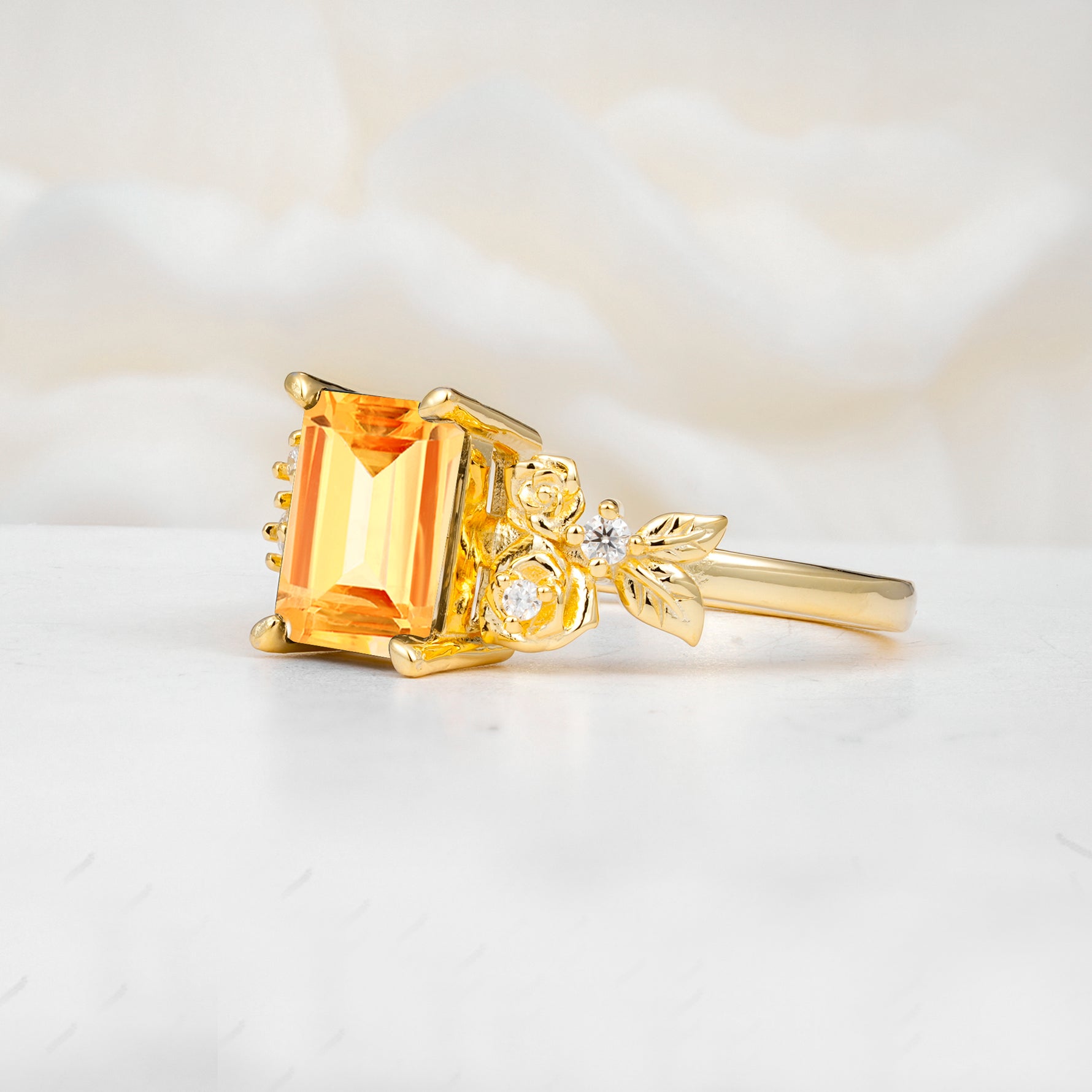 SR17645 Citrine Ring - White-Gold