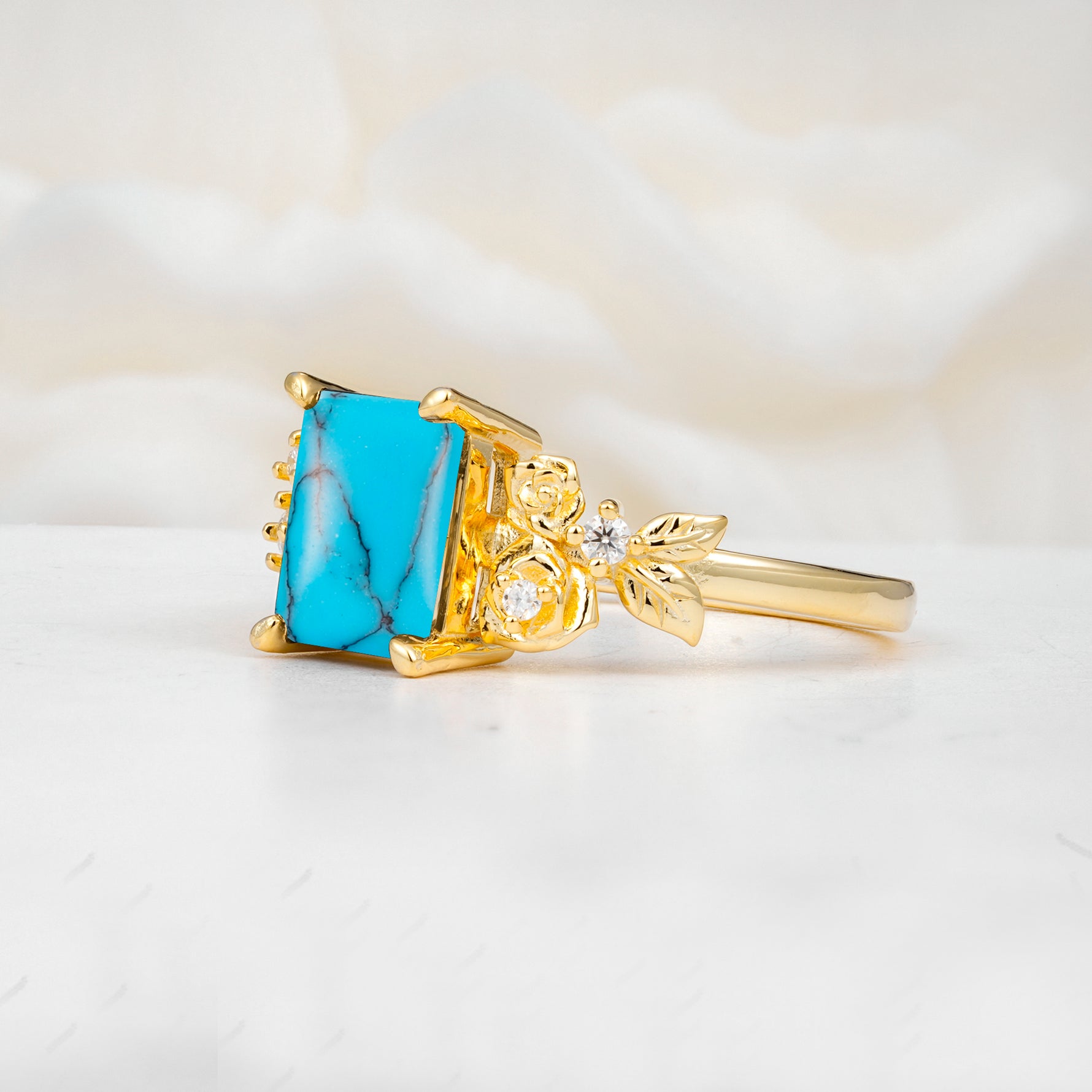 SR17645 Turquoise Ring - White-Gold