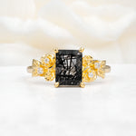SR17645 Black Rutilated Quartz Ring - Yellow-Gold