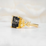 SR17645 Black Rutilated Quartz Ring - White-Gold
