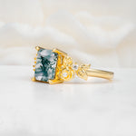 SR17645 Moss Agate Ring - White-Gold