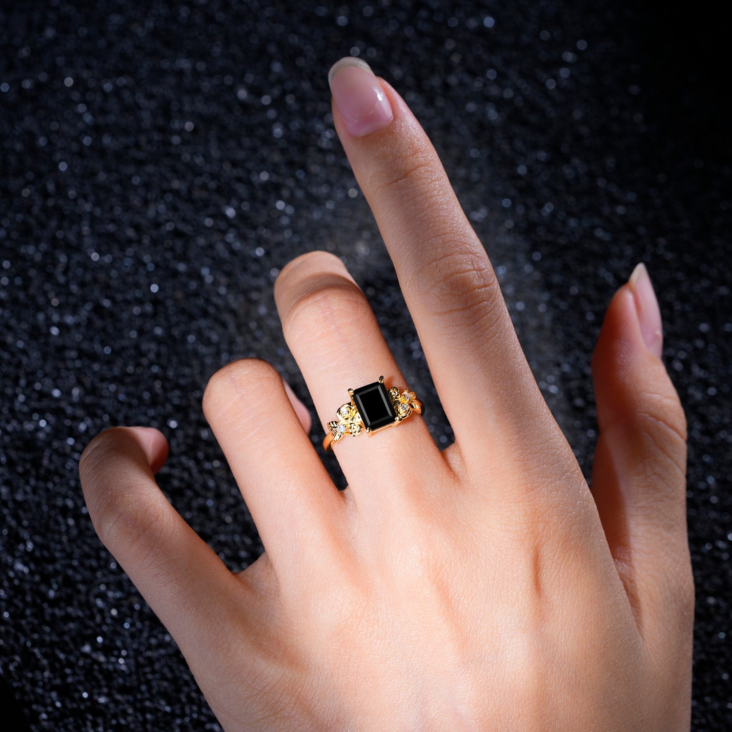 SR17645 Black Onyx Ring - Rose-Gold