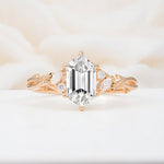 Elongated Hexagon Cut Lab Diamond Floral Bridal Ring Set - Additional view