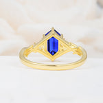 Elongated Hexagon Cut Sapphire Floral Bridal Ring Set - Additional view