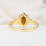 Elongated Hexagon Cut Citrine Floral Bridal Ring Set - Additional view