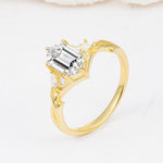 Elongated Hexagon Cut Lab Diamond Floral Bridal Ring Set - Additional view