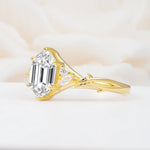 Elongated Hexagon Cut Lab Diamond Floral Bridal Ring Set - Additional view