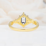 Elongated Hexagon Cut Lab Diamond Floral Bridal Ring Set - Additional view