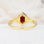 Elongated Hexagon Cut Garnet Floral Bridal Ring Set - Additional view