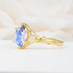 Elongated Hexagon Cut Moonstone Floral Bridal Ring Set - Additional view