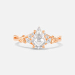 Kite Cut Moissanite Engagement Ring with Marquise Side Stones and Vine Detail - Additional view