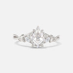 Kite Cut Moissanite Engagement Ring with Marquise Side Stones and Vine Detail - Additional view