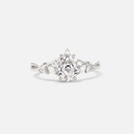 Kite Cut Lab Diamond Engagement Ring with Marquise Side Stones and Vine Detail - Additional view