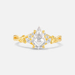 Kite Cut Moissanite Engagement Ring with Marquise Side Stones and Vine Detail - Additional view