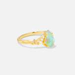 Kite Cut Fire Opal Engagement Ring with Marquise Side Stones and Vine Detail - Additional view