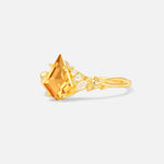 Kite Cut Citrine Engagement Ring with Marquise Side Stones and Vine Detail - Additional view