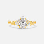 Kite Cut Lab Diamond Engagement Ring with Marquise Side Stones and Vine Detail - Additional view