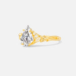 Kite Cut Lab Diamond Engagement Ring with Marquise Side Stones and Vine Detail - Additional view