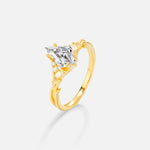 Kite Cut Lab Diamond Engagement Ring with Marquise Side Stones and Vine Detail - Additional view