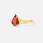 Kite Cut Garnet Engagement Ring with Marquise Side Stones and Vine Detail - Additional view