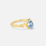Kite Cut Aquamarine Engagement Ring with Marquise Side Stones and Vine Detail - Additional view