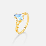 Kite Cut Moonstone Engagement Ring with Marquise Side Stones and Vine Detail - Additional view