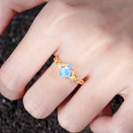 Kite Cut Moonstone Engagement Ring with Marquise Side Stones and Vine Detail - Additional view