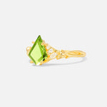 Kite Cut Peridot Engagement Ring with Marquise Side Stones and Vine Detail - Additional view
