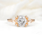 Classic Oval Cut Baguette Side Cluster Moissanite Engagement Ring - Additional view