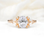 Classic Oval Cut Baguette Side Cluster Lab Diamond Engagement Ring - Additional view