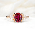 Classic Oval Cut Baguette Side Cluster Ruby Engagement Ring - Additional view