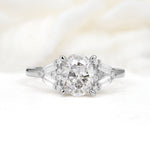 Classic Oval Cut Baguette Side Cluster Moissanite Engagement Ring - Additional view