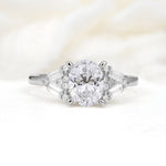 Classic Oval Cut Baguette Side Cluster Lab Diamond Engagement Ring - Additional view
