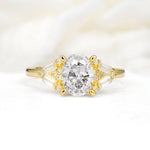 Classic Oval Cut Baguette Side Cluster Moissanite Engagement Ring - Additional view