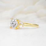 Classic Oval Cut Baguette Side Cluster Moissanite Engagement Ring - Additional view